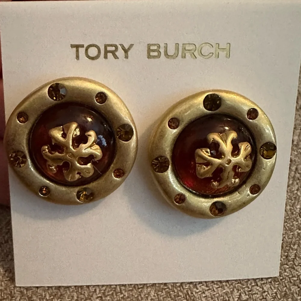 Tory Burch‎ Gold and Red Stud Earrings